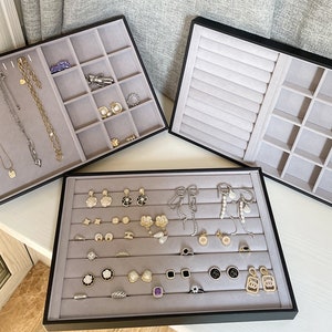 Grau Samt Ring Display, Ring Organizer Ständer, Ringhalter,Ring Tray, Schmuck Display Tray, Halskette Display Tray DS1870