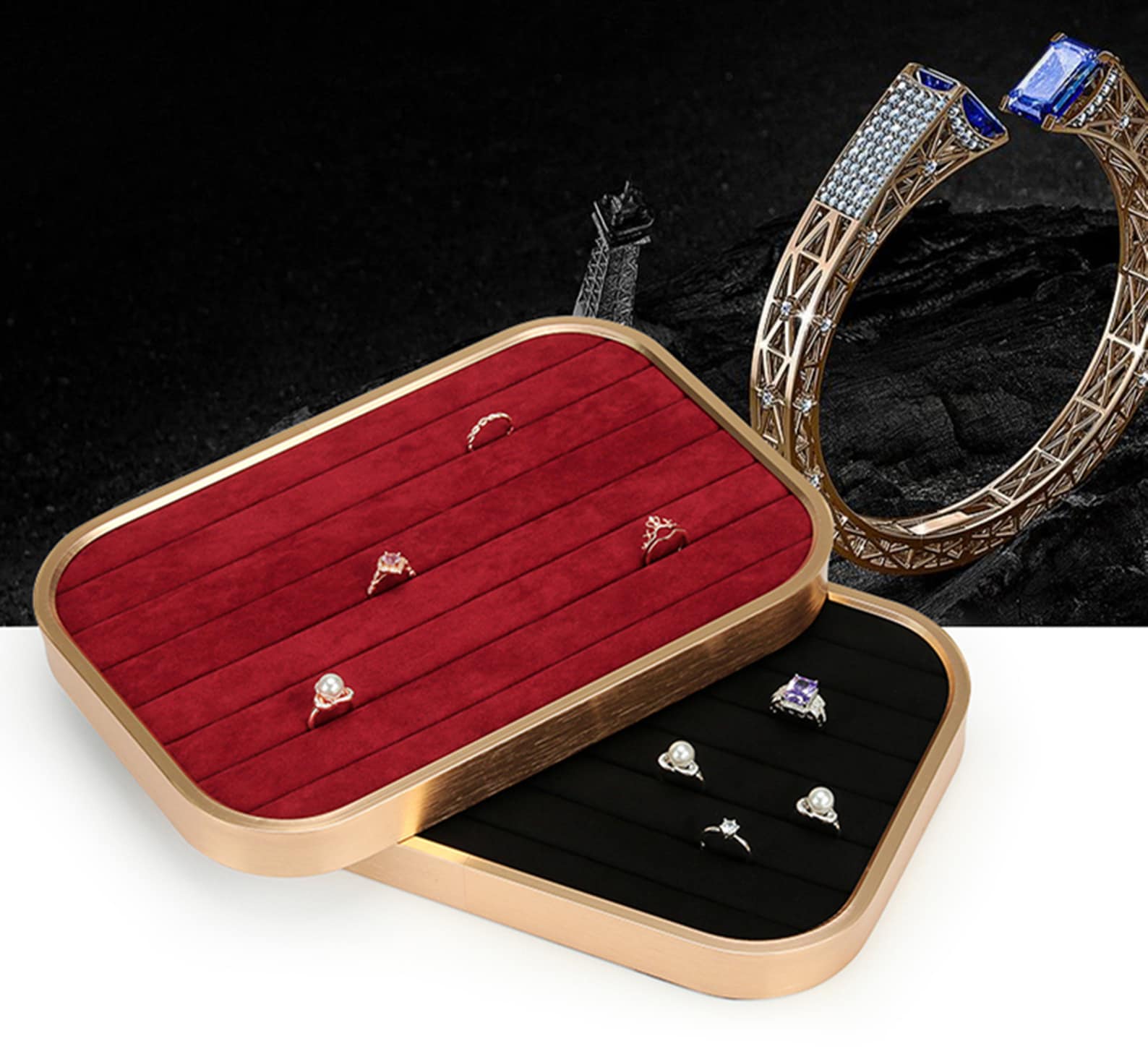 Velvet Ring Display Trays Rings Display Trays Velvet Jewelry Etsy