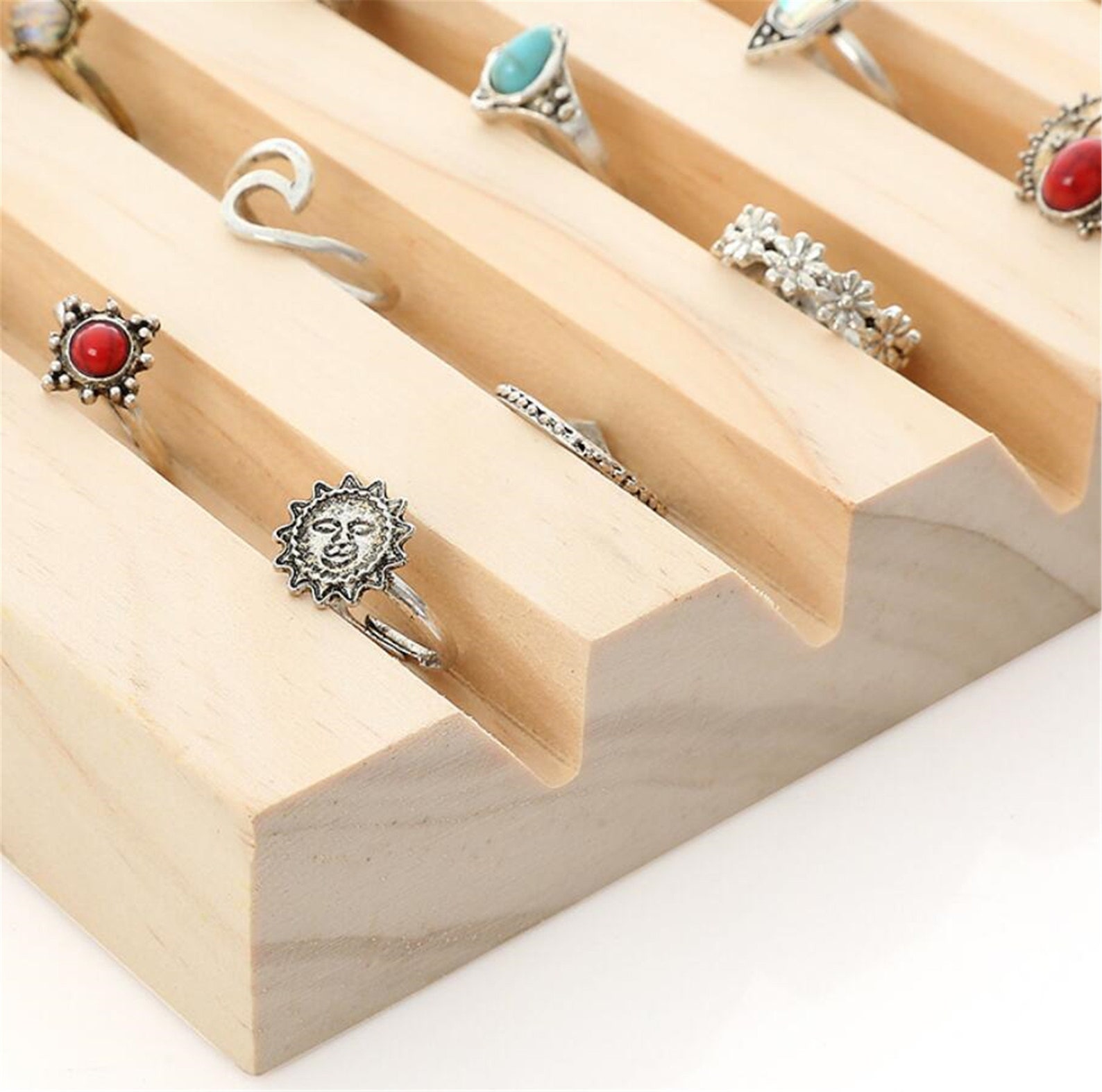 Wood Ring Display Wooden Jewelry Organizer Stand Ring Stand Etsy Canada