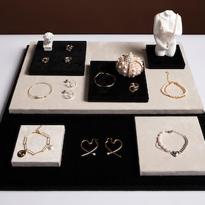 Velvet Jewelry Platform Tray, Jewelry Display, Jewelry Organizer Trays, Jewelry Display Tray    DS1615