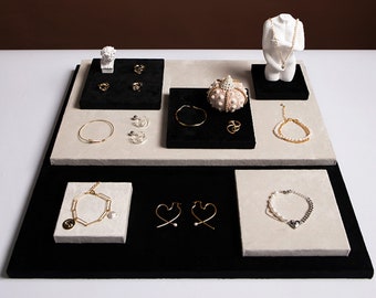 Soporte de joyas de terciopelo busto de visualización de pié/Cadena Natural 