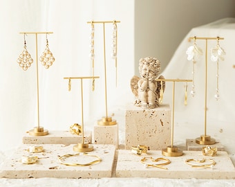 Stone jewelry display, gold earring display, T-bar earring stand, accessories display,jewelry store design  DS1407