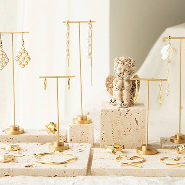 Stone jewelry display, gold earring display, T-bar earring stand, accessories display,jewelry store design  DS1407