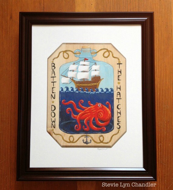Batten Down the Hatches Giclee Art Print 11x14 Etsy