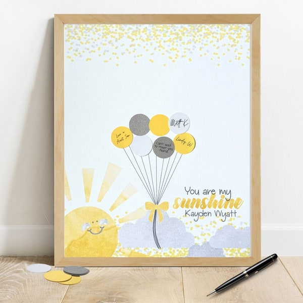 Yellow and Grey Baby Shower Decorations, You Are My Sunshine Baby Shower Guestbook Alternative, Gender Neutral Shower Guest Sign In, Yellow