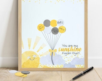 Yellow and Grey Baby Shower Decorations, You Are My Sunshine Baby Shower Guestbook Alternative, Gender Neutral Shower Guest Sign In, Yellow
