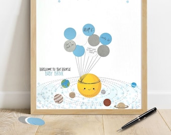 Outer Space Shower Decor, Space Baby Shower Decor, Planets Baby Shower Guest Book Alternative, Space Party, Outer Space Nursery