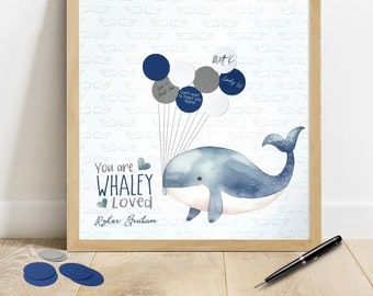 A Whaley le encantó la decoración del baby shower, decoraciones náuticas para el baby shower, alternativa al libro de visitas de la ducha de ballenas, letrero de invitado para el baby shower de ballenas