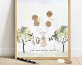 Neutral Baby Shower Decor, Earth Tones Baby Shower Decor, Neutral Baby Clothesline Baby Shower Guest Book Alternative, Boho Neutral Nursery