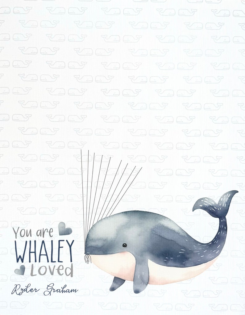 Whaley Loved Baby Shower Decor, Nautical Baby Shower Decorations, Whale Shower Guestbook Alternative, Whale Baby Shower Guest Sign image 4