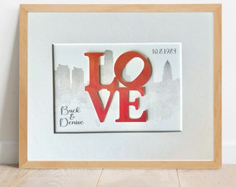 Unique Wedding Gift, Philadelphia Skyline, Philly love, Philly Art, Philadelphia Love, Philadelphia Wedding Gift, Love Statue, Love Park