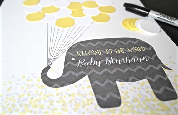 Yellow And Grey Baby Shower Decorations Yellow Elephant Baby Etsy