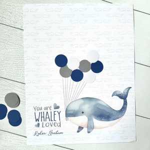 Whaley Loved Baby Shower Decor, Nautical Baby Shower Decorations, Whale Shower Guestbook Alternative, Whale Baby Shower Guest Sign image 2