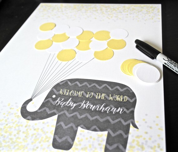 Yellow And Grey Baby Shower Decorations Yellow Elephant Baby Etsy