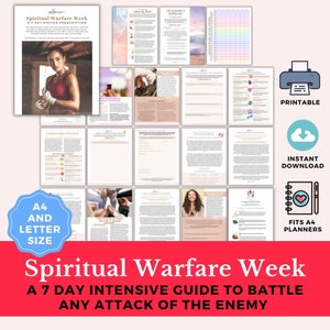 Guerra Espiritual Uma Receita de Oração e Louvor para 7 Dias | Versículos da Bíblia | Imprimível | Download digital | Presente Cristão | Oração de Proteção