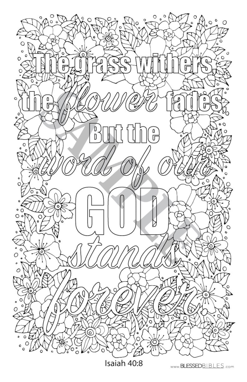 Inspirational Bible Verse Coloring Book Page Isaiah 40:8 | Etsy
