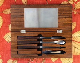 Rosewood and Stainless Steel Bar Set