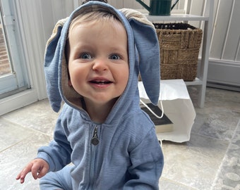 Baby Easter outfit, bunny romper, easter bodysuit, bunny zip up romper, Toddler Bunny Bodysuit Gift, gift for baby, toddler easter clothing