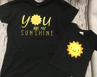 parent and child T-shirts, you are my sunshine, mother and son, father and daughter, matching tees, Daddy and me, father's day, mother's day