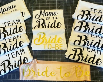 Bridal party t-shirts,  bachelorette party, wedding, rehearsal dinner, pre wedding planning, fiancé, engagement, bridal shower, Just drunk