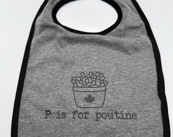 Poutine baby bib,  gift, new mom, pregnancy child bib, Newborn Bib For Babies Unisex Gift, poutine lover, infant bib, Canadian baby gift
