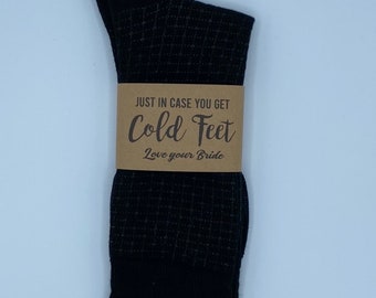 Cold feet socks, gift for the groom, wedding sock label, Groom cold feet, wedding day gift, gift from bride,  wedding gift for groom