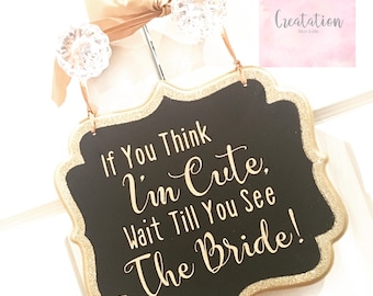 Gold Glitter Ringbearer sign for going down the aisle,  wedding ceremony, wedding decor, church ceremony, flower girl, ring bearer, event