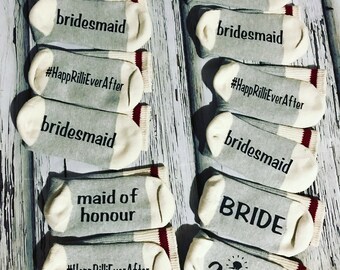 Cotton Wedding Party Socks - bride, maid of honor, matron of honour, mother of the bride, mother of the groom, attendents, bachelorette