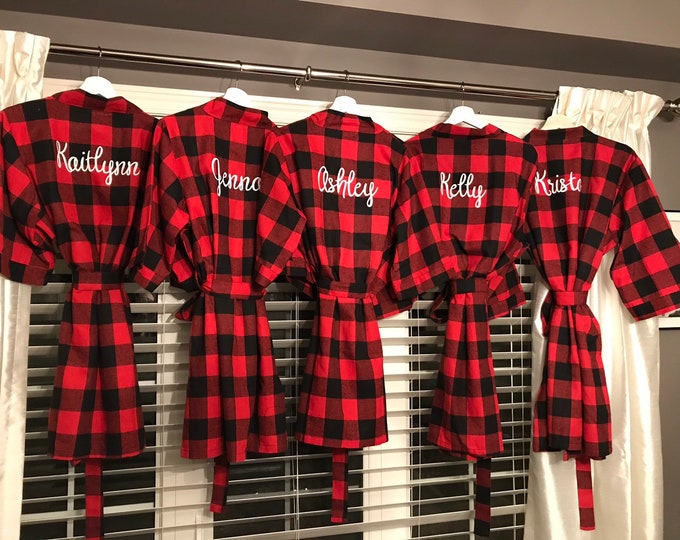 Bridesmaid Robes, Bridal Party, Cotton Robes, Bride, Wedding, Honeymoon ...