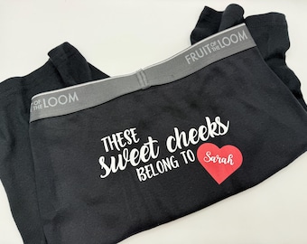 Cotton Black Mens Boxer Briefs, perfect for Valentines day, Anniversary, Wedding gift, loved, gift for husband, boyfriend, groom, underwear