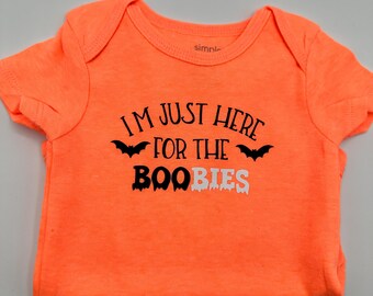 Body de Halloween para bebé "Aquí para las tetas", regalo para mamá primeriza