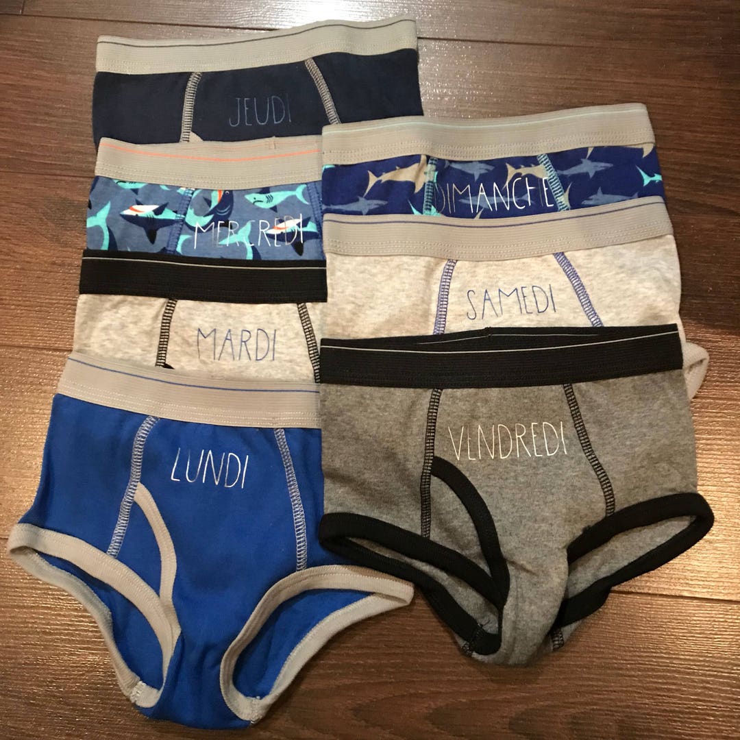 Blue French Day of the Week Underwear, Briefs, Boys Clothing, Jours De La  Semaine, Vêtements Pour Les Garcons, Jeunes, School, Ecole, Lundi 