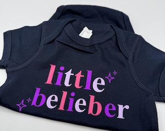 Little Belieber Baby Bodysuit | Cute Pop Music baby clothes | Custom Baby Shower Gift | Infant Concert Shirt | Carter's Handcrafted clothing
