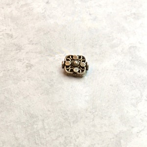 925 sterling silver findings- 11x13mm Bali silver square dot & scroll spacer bead,  B-40