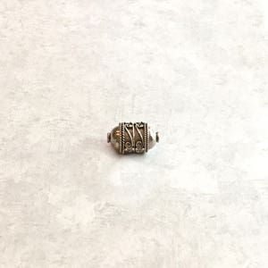 925 sterling silver findings- Bali silver bead- 15x9mm, large silver barrel bead finding- scroll & rope B-44