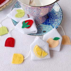 Felt Play Food Tea Bags, Tea Party, Tea Set, Felt Food Fruit, Play House, Play Cafe, Play Shop, Montessori Learning, Open Ended, Fake Food