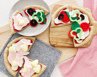 Felt Food Pizza Set, Pretend Play Food, Play Kitchen, Play House, Montessori Learning, Play Kitchen Accessories, Toddler Gift