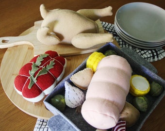 Felt Food Roast Chicken, Play Food Roast Vegetables, Play Kitchen, Roast Lamb, Roast Beef, Roast Pork, Felt Food Gift Pack, Play House