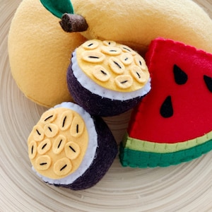 Felt Food Fruit, Play Food Passionfruit, Plush Fruit, Play Kitchen, Playhouse, Cubby House, Play Shop, Play Market, Early Learning