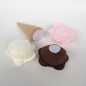 Felt Food Pretend Play Ice Cream Mix and Match Game Set, Strawberry, Chocolate, Vanilla, Banana image 6