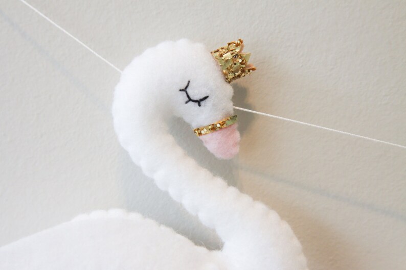 Plush Swan Felt Swan Princess with Crown Garland Swan Baby | Etsy