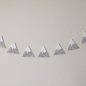 Felt Mountain Snowy Peaks Garland, Baby Nursery and Childrens Decor, Baby Shower Gift, Woodland Nursery, 1st Birthday image 4