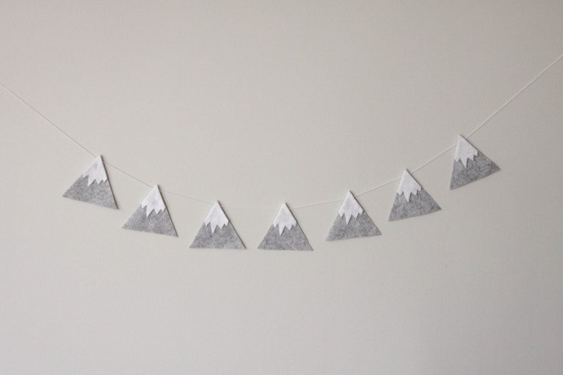 Felt Mountain Snowy Peaks Garland, Baby Nursery and Childrens Decor, Baby Shower Gift, Woodland Nursery, 1st Birthday image 4