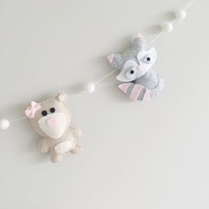 Plush Woodland Animals Felt Garland Banner, Woodland Nursery, Baby Girl, Bear, Owl, Deer, Baby Shower, Girly Nursery Decor, 1st Birthday image 5