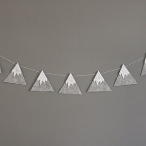 Felt Mountain Snowy Peaks Garland, Baby Nursery and Childrens Decor, Baby Shower Gift, Woodland Nursery, 1st Birthday image 2