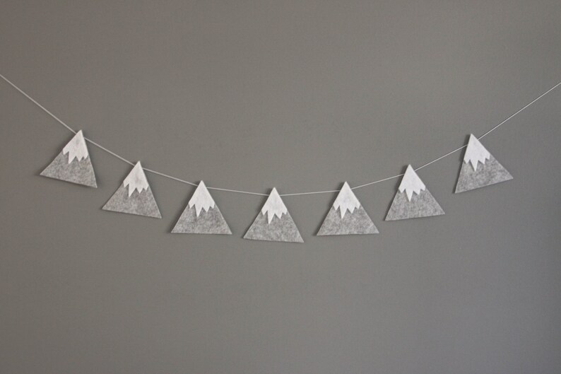 Felt Mountain Snowy Peaks Garland, Baby Nursery and Childrens Decor, Baby Shower Gift, Woodland Nursery, 1st Birthday image 2