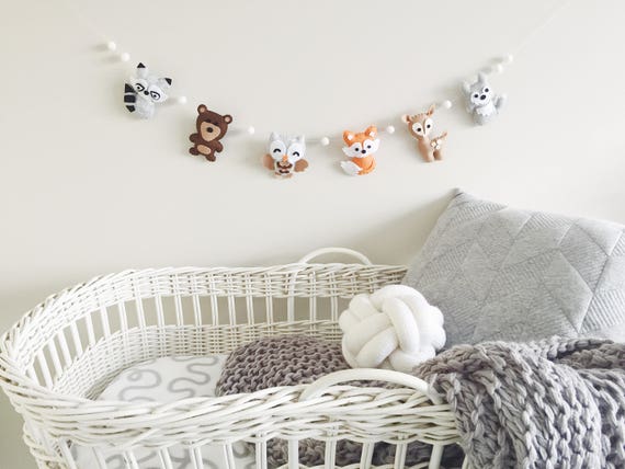Kids Birthday Party Nursery Garland Baby Shower Banner Woodland Animals Garland Clip On Accessories Bear Bunny Fox Owl Deer