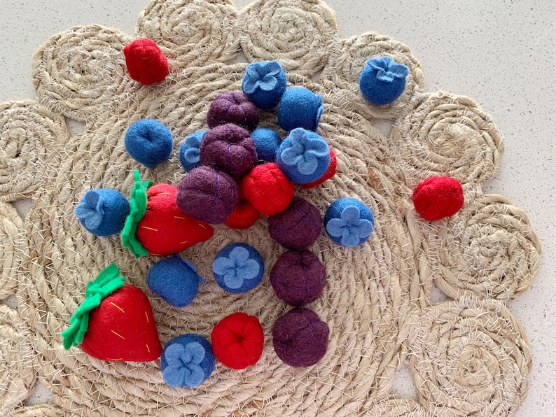 Felt Food Blueberries, Play Food Raspberries, Pretend Strawberries ...