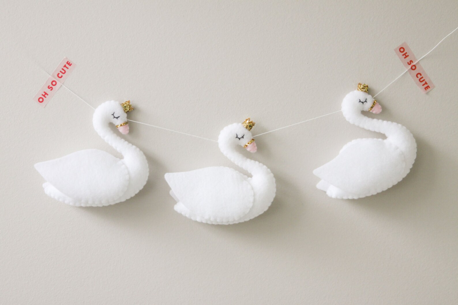 Plush Swan Felt Swan Princess with Crown Garland Swan Baby | Etsy