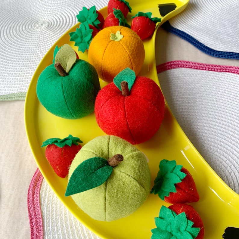 Felt Play Food Fruit, Felt Food Apple Orange, Play Kitchen, Play Shop, Montessori Play, Hands On Learning, Preschool Activity, Homeschool image 2